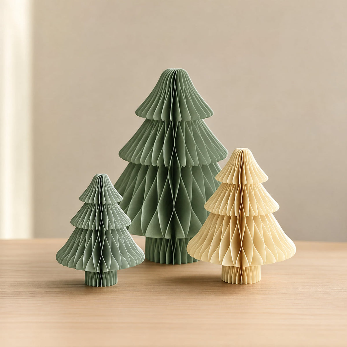 3D Honeycomb Paper Christmas Trees — Foldable Table Decor Set 15