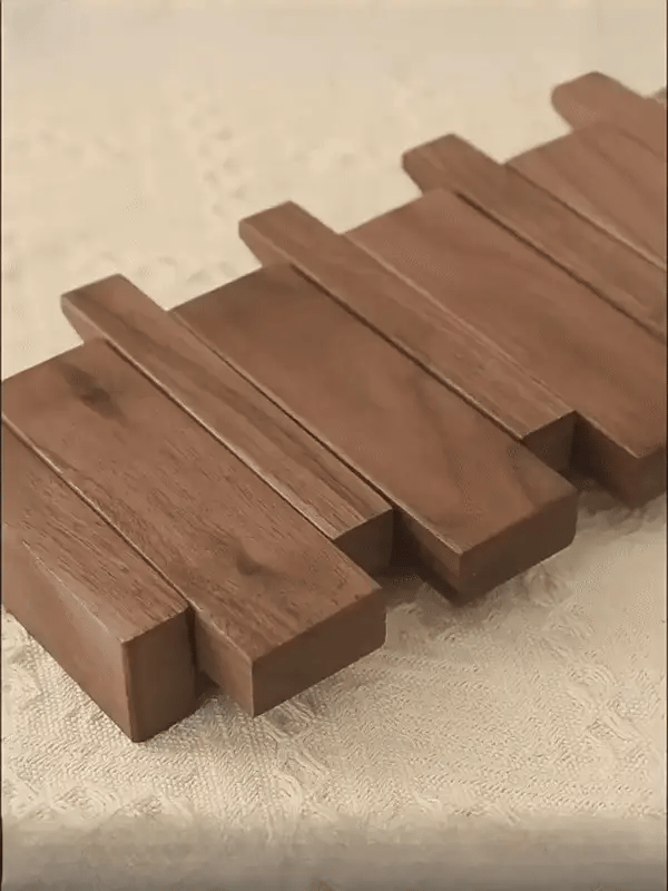 Piano Key Wooden Wall Coat Rack — Walnut & Beech Hook 13