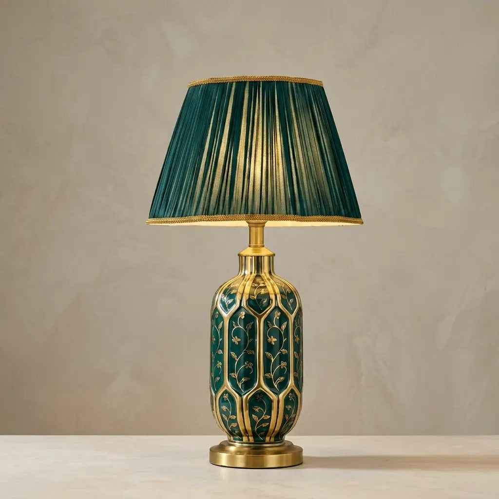 VerdeGold green ceramic table lamp with gold details