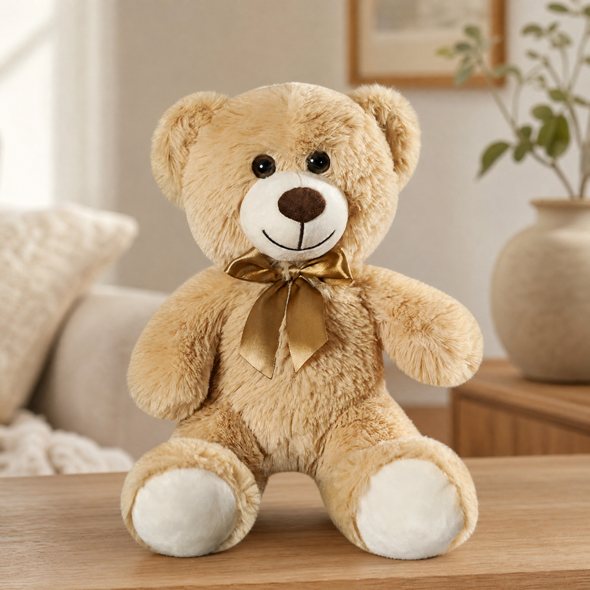 Teddy Bear Plush Toy with Satin Bow — 25–30 cm Soft Gift 8