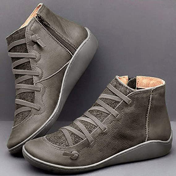 Women's Leather-Look Barefoot Flat Sole Ankle Boots 5