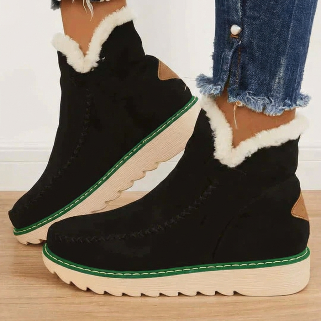 Women's Fleece Lined Platform Ankle Boots — Slip-On 2