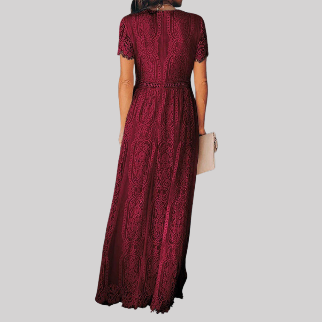 Women's Lace Maxi Dress — Deep V-Neck Wedding Guest Style 2