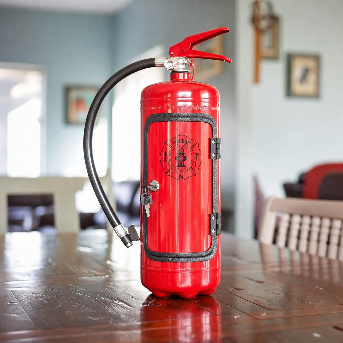 Mini Bar Hidden in Fire Extinguisher Design — Bottle Storage 1