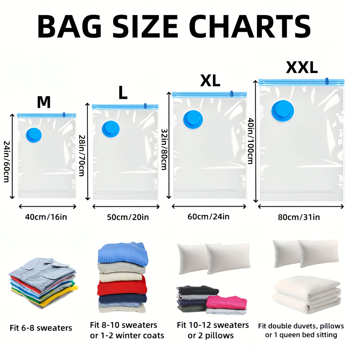 Extra Large Vacuum Storage Bags — Reusable Space-Saving Set 5