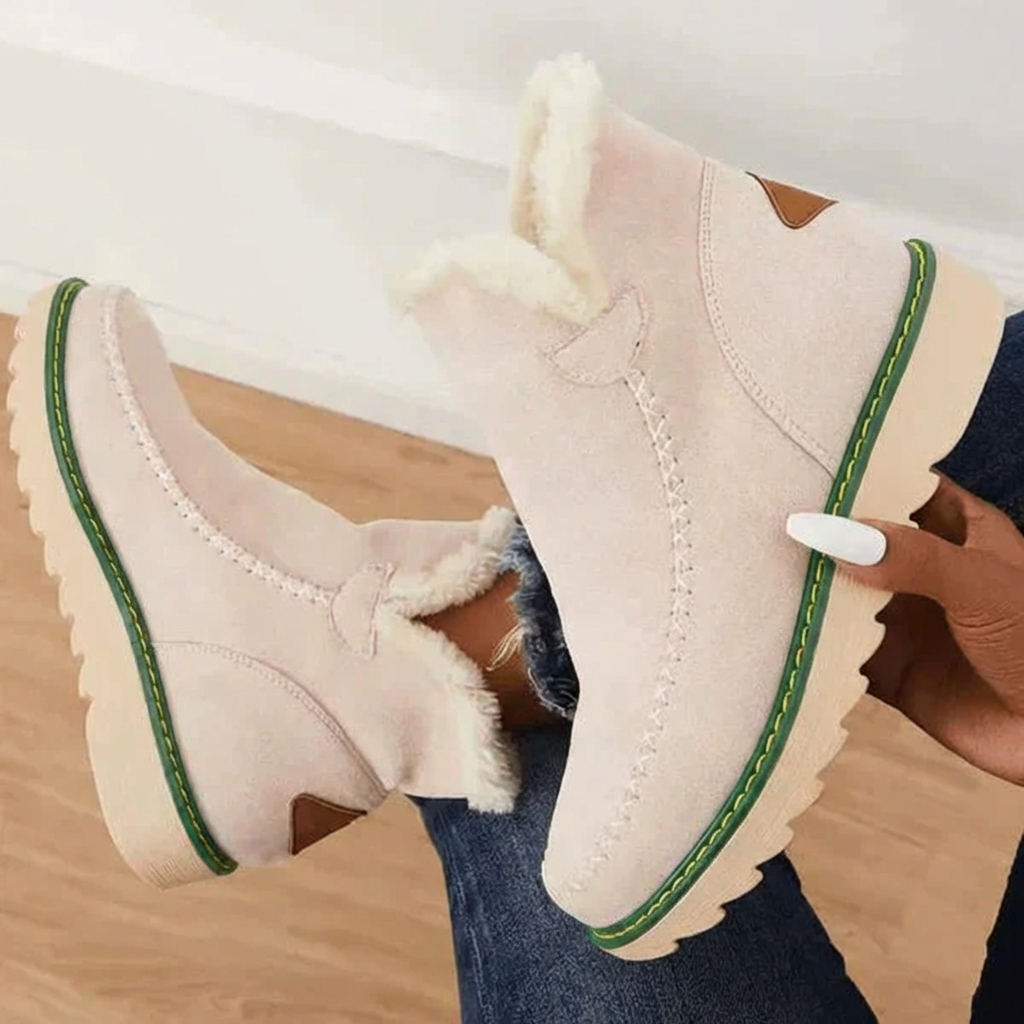 Women's Fleece Lined Platform Ankle Boots — Slip-On 3