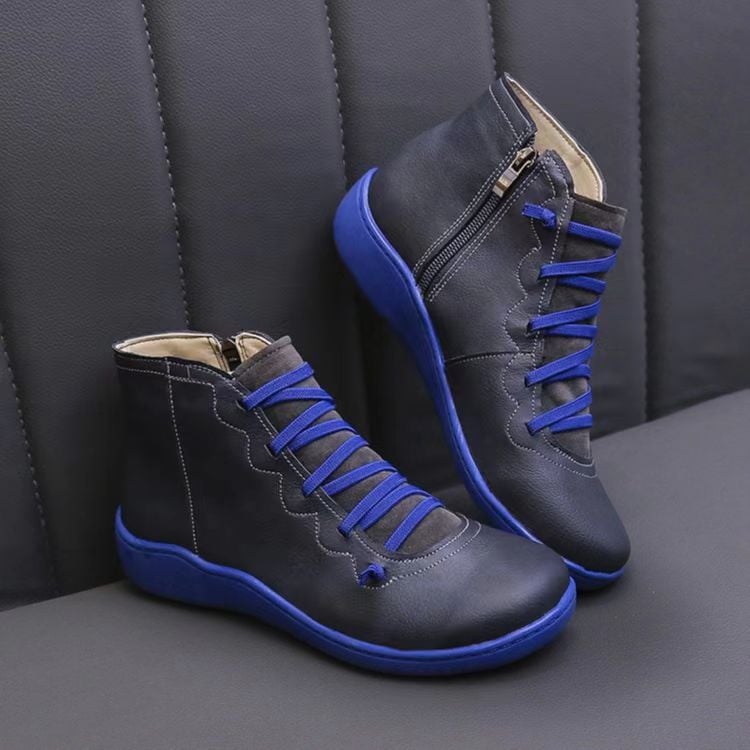 Women's Leather-Look Barefoot Flat Sole Ankle Boots 7