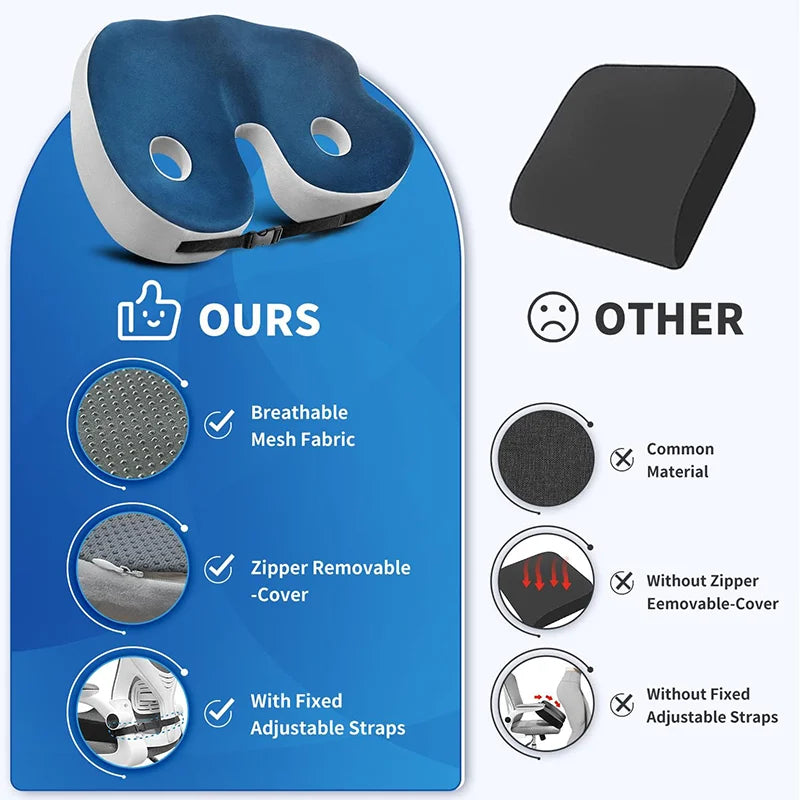 Memory Foam Seat Cushion — Sit Bone & Coccyx Pain Relief 3