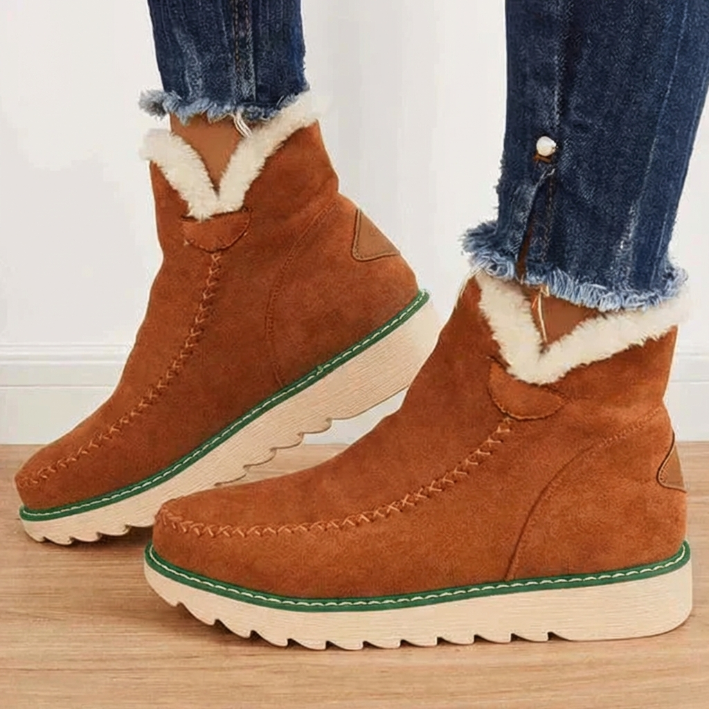 Women's Fleece Lined Platform Ankle Boots — Slip-On 4