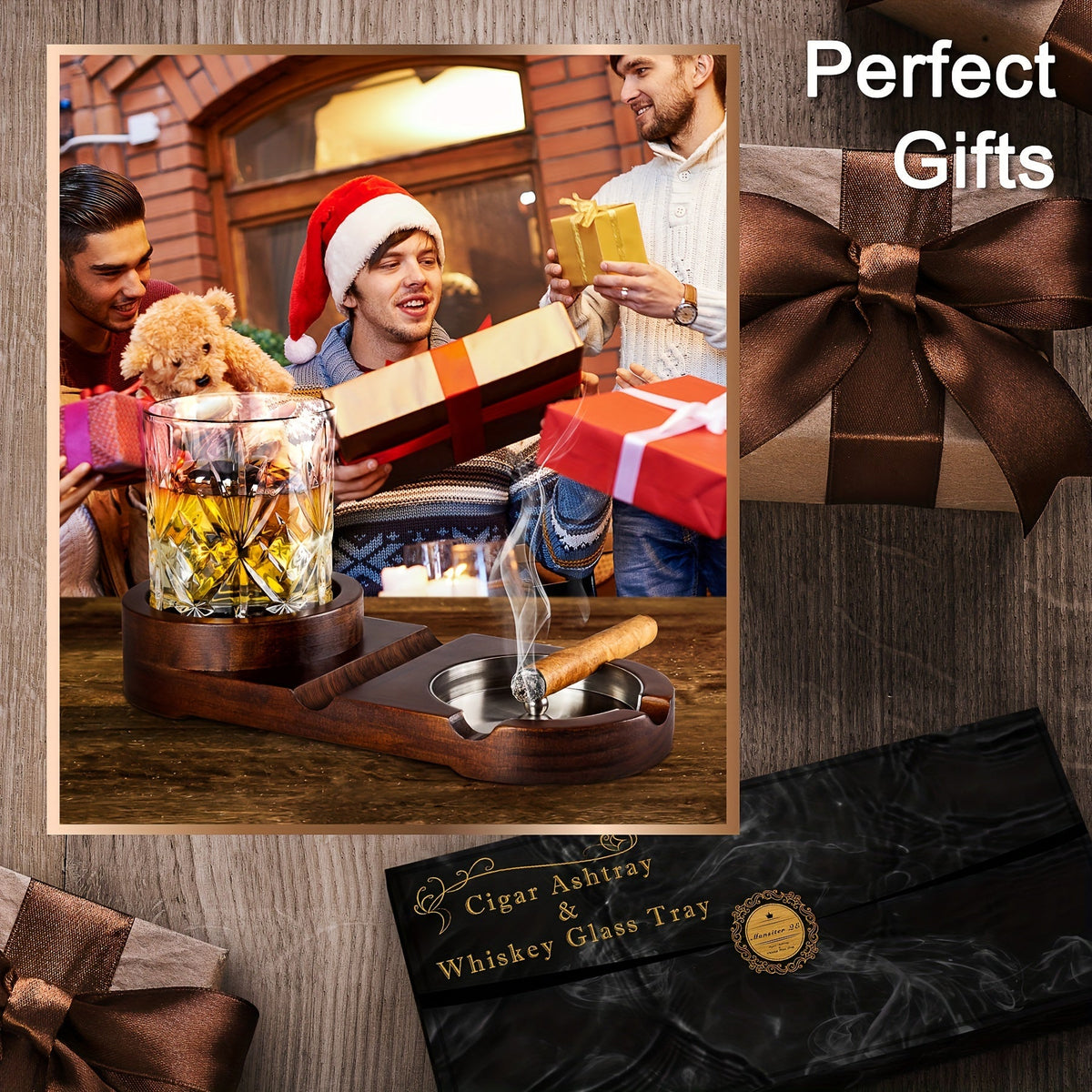 Gift for Dad — Cigar Ashtray & Whiskey Tray Set 12