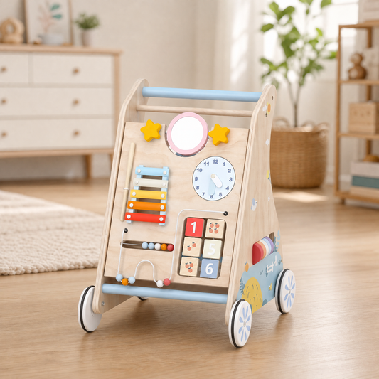 Wooden Baby Walker with Educational Activity Panel — Ages 1–3 1
