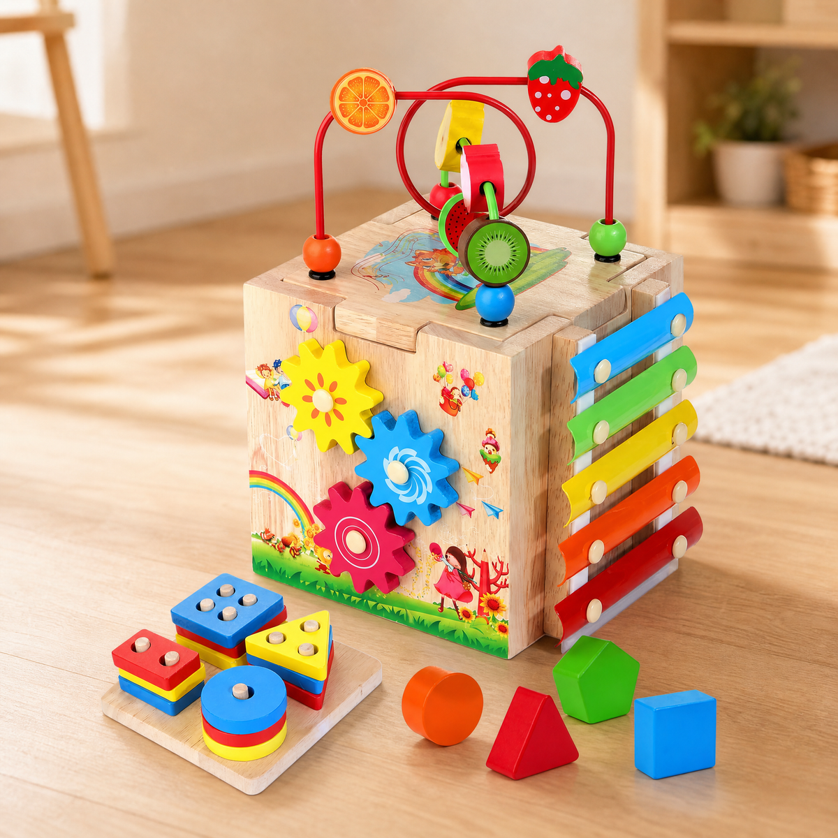 Montessori 8-in-1 Wooden Activity Cube — Toddler 18m+ 1