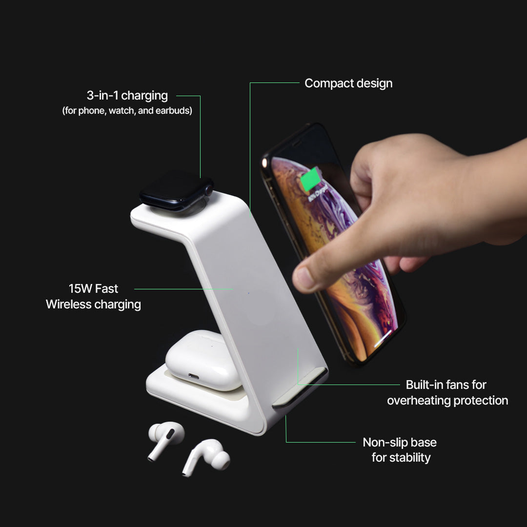 3-in-1 Wireless Charging Station — 15W Fast Charge Dock 8