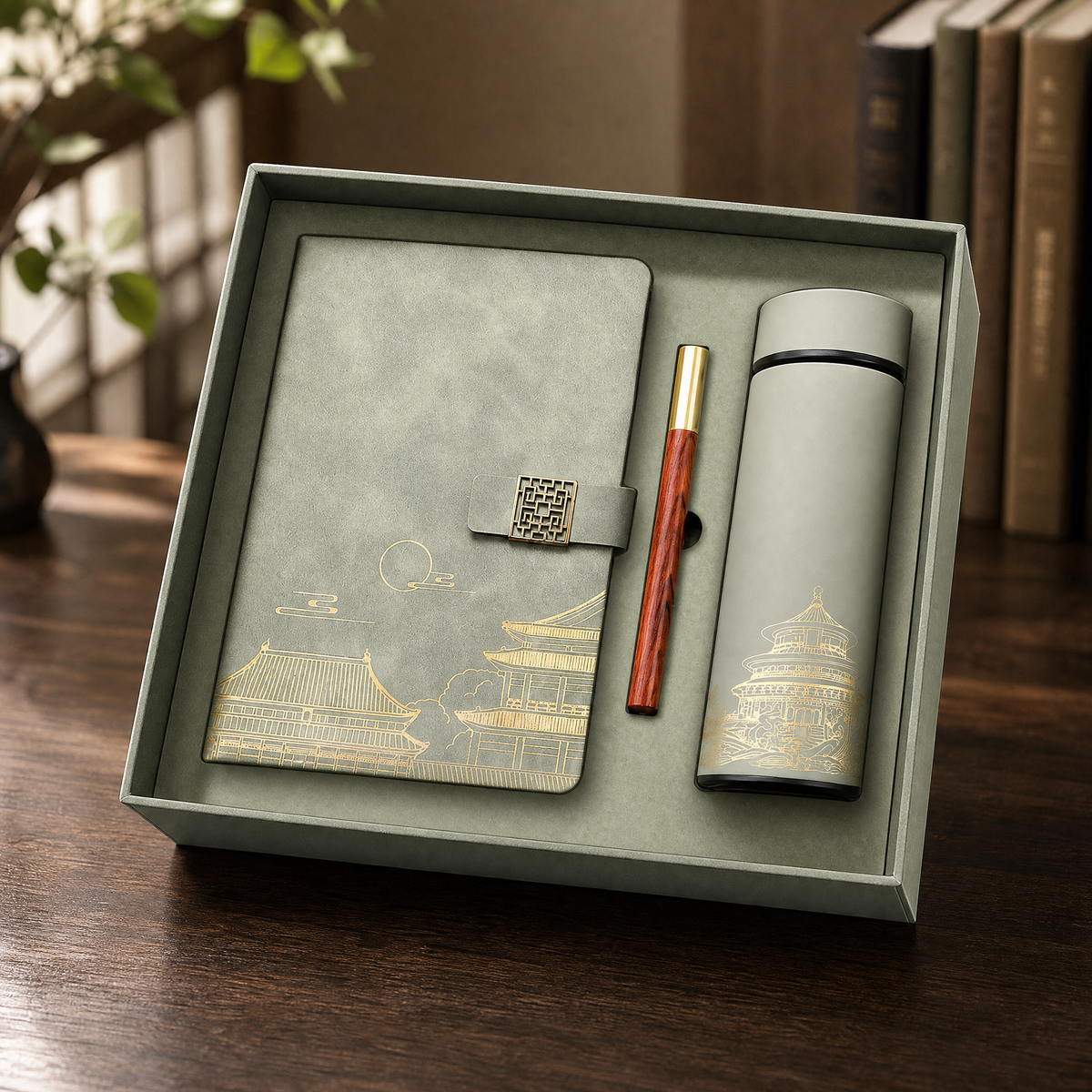 Gift for Men — Forbidden City Notebook, Thermos & Pen Set 1
