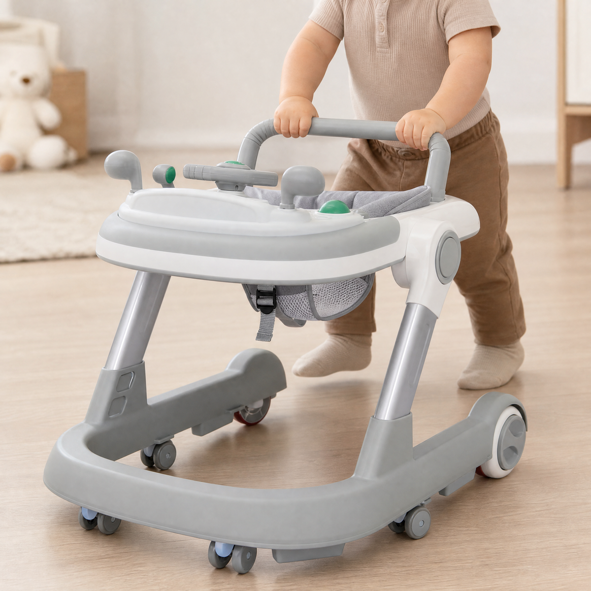 Baby Walker 2-in-1 with Musical Tray & 360° Wheels 3