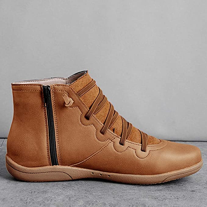 Women's Leather-Look Barefoot Flat Sole Ankle Boots 8