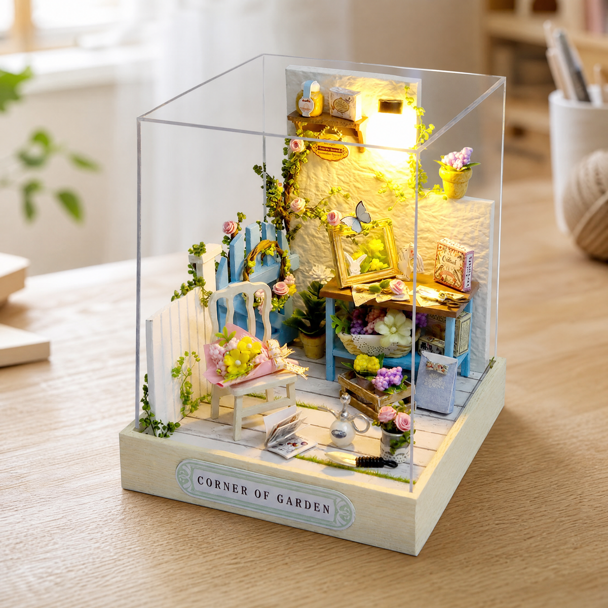 Dollhouse DIY Kit with LED Lights — Miniature Assembly Set 9