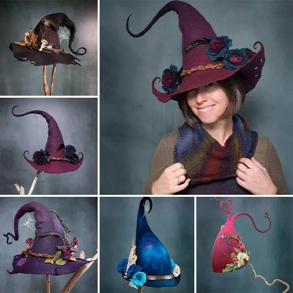 Halloween Felt Witch Hat — Handmade Merino Wool, One Size 6