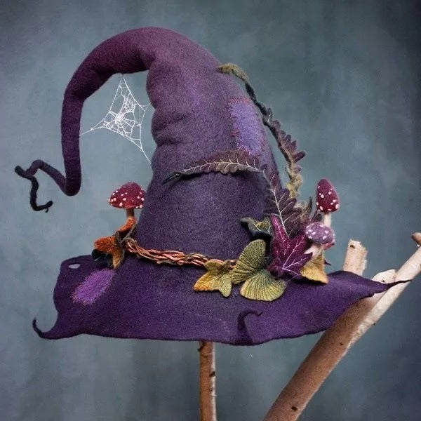 Halloween Felt Witch Hat — Handmade Merino Wool, One Size 1