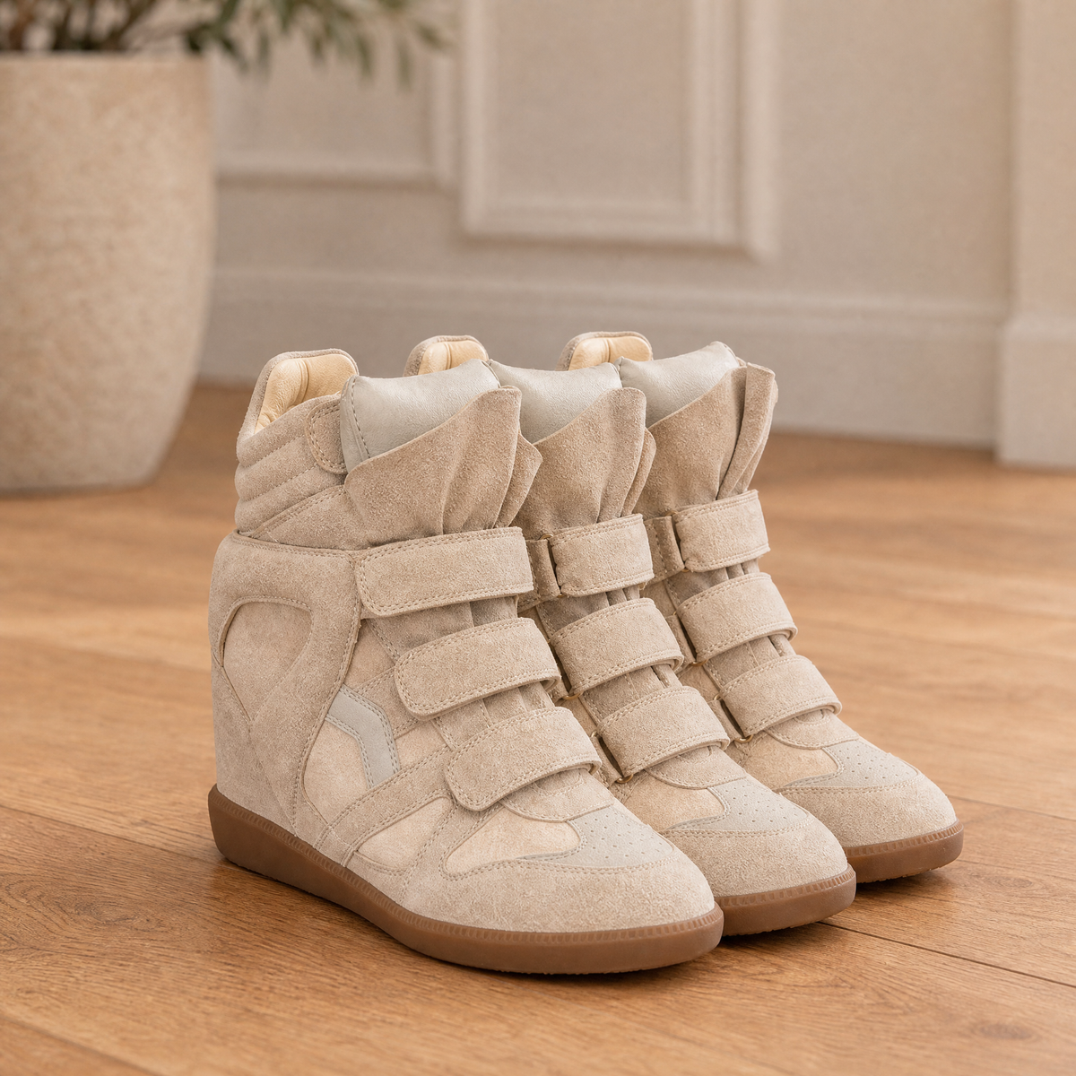 Wedge Sneakers Women — Hidden Wedge High-Top Velcro Shoes 1