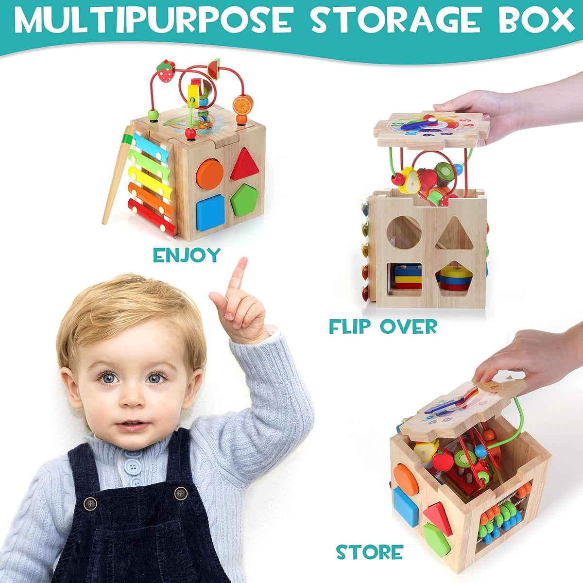 Montessori 8-in-1 Wooden Activity Cube — Toddler 18m+ 4