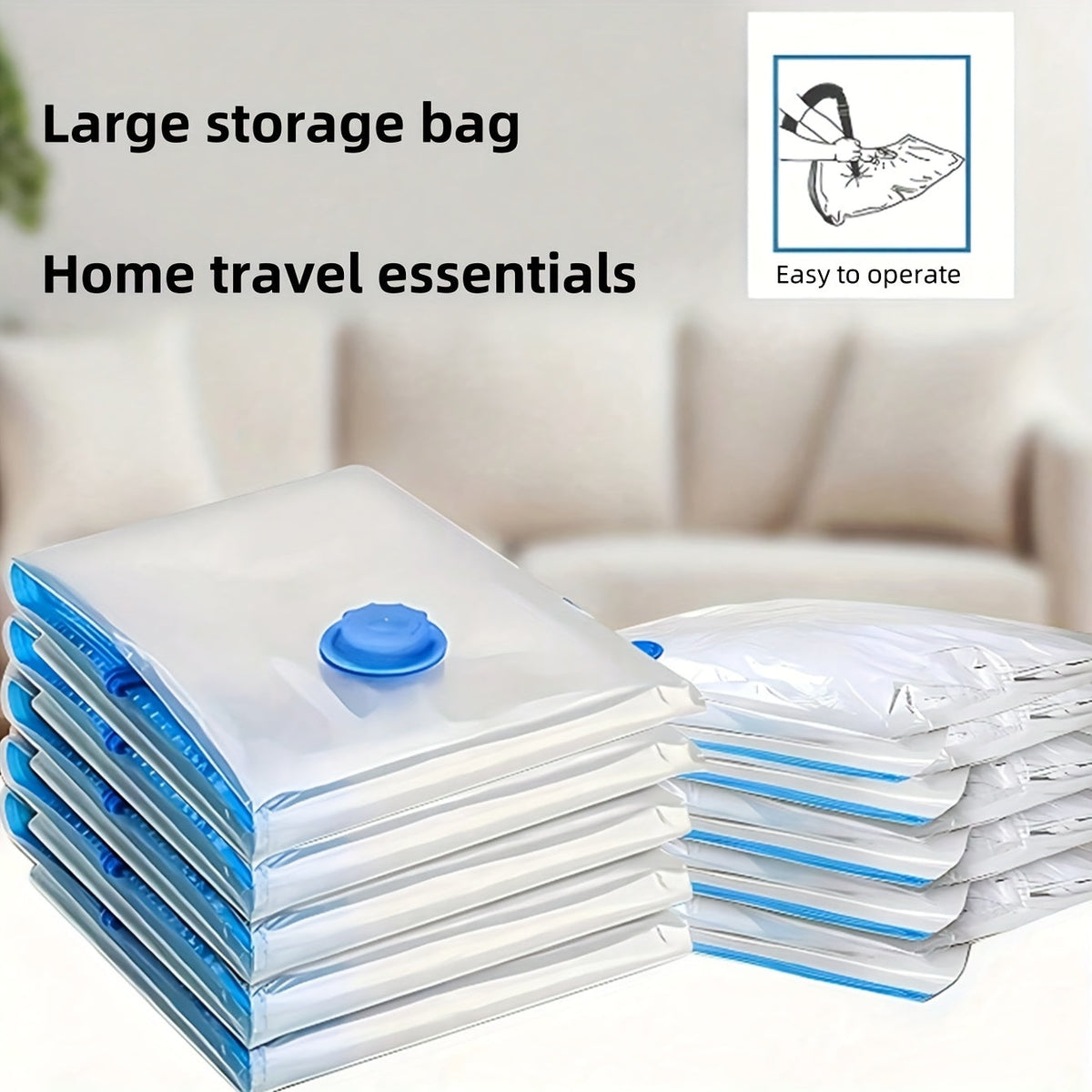 Extra Large Vacuum Storage Bags — Reusable Space-Saving Set 3