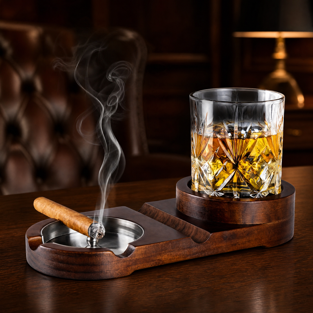Gift for Dad — Cigar Ashtray & Whiskey Tray Set 1