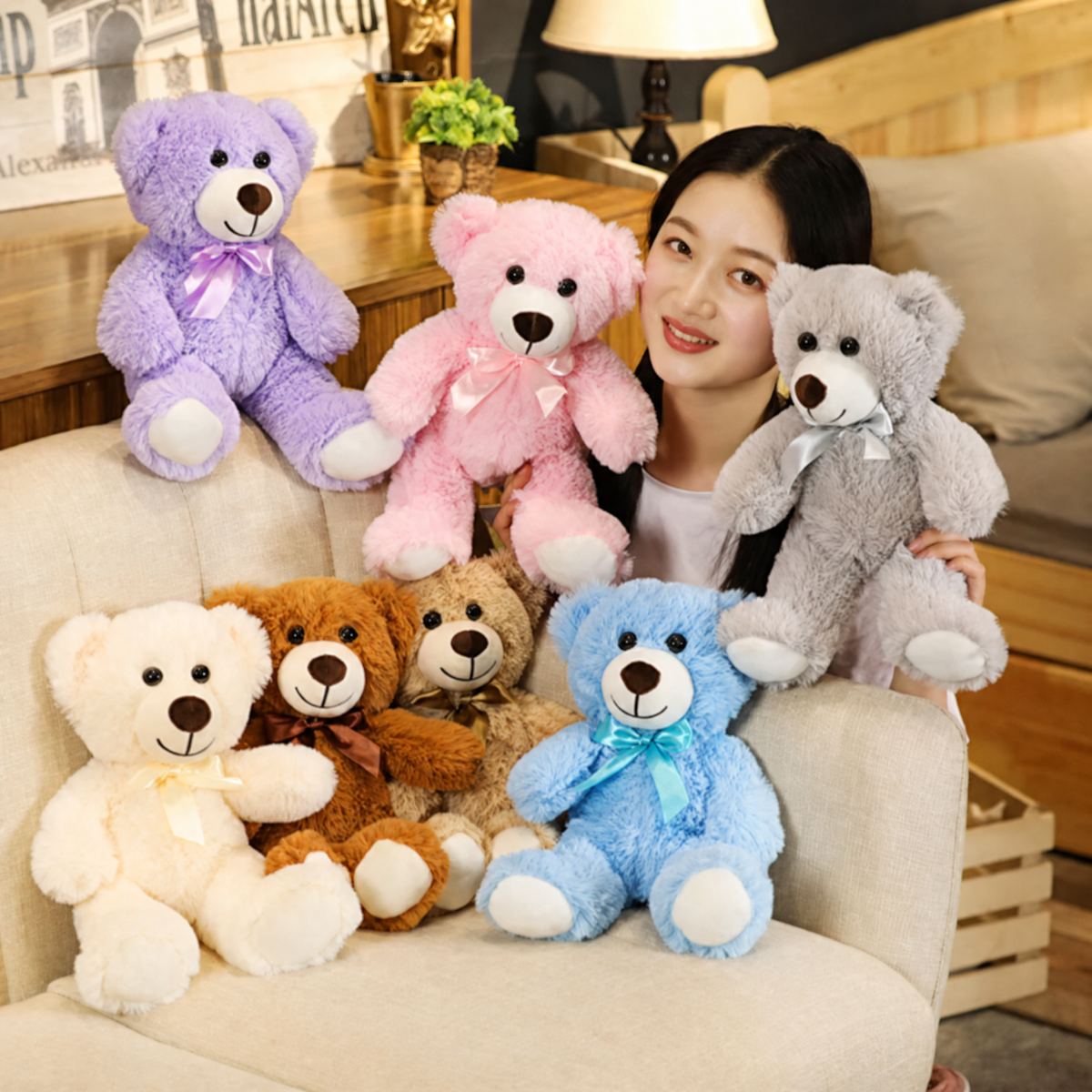 Teddy Bear Plush Toy with Satin Bow — 25–30 cm Soft Gift 4