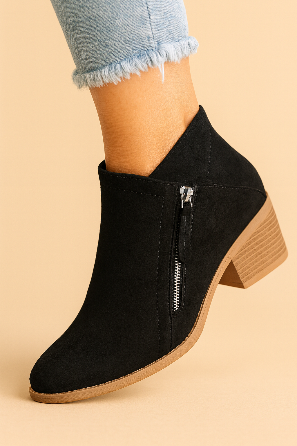 Women's Block Heel Ankle Boots — Pointed Toe Side Zip 10