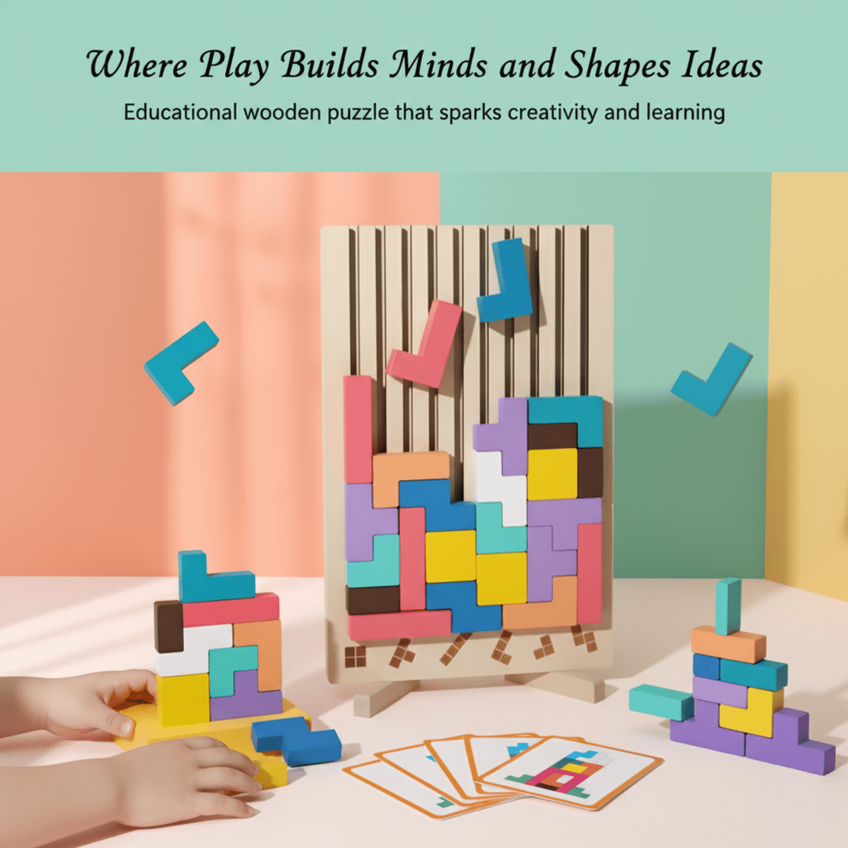 Montessori Toys — Wooden Tetris Stacking & Logic Game 5