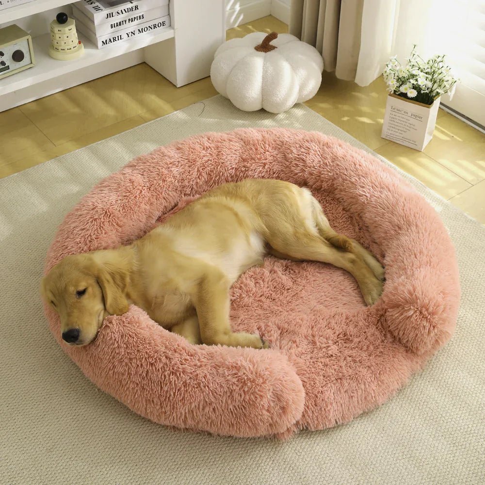 Semi-Open Round Plush Dog Bed — Washable Non-Slip Cover 4