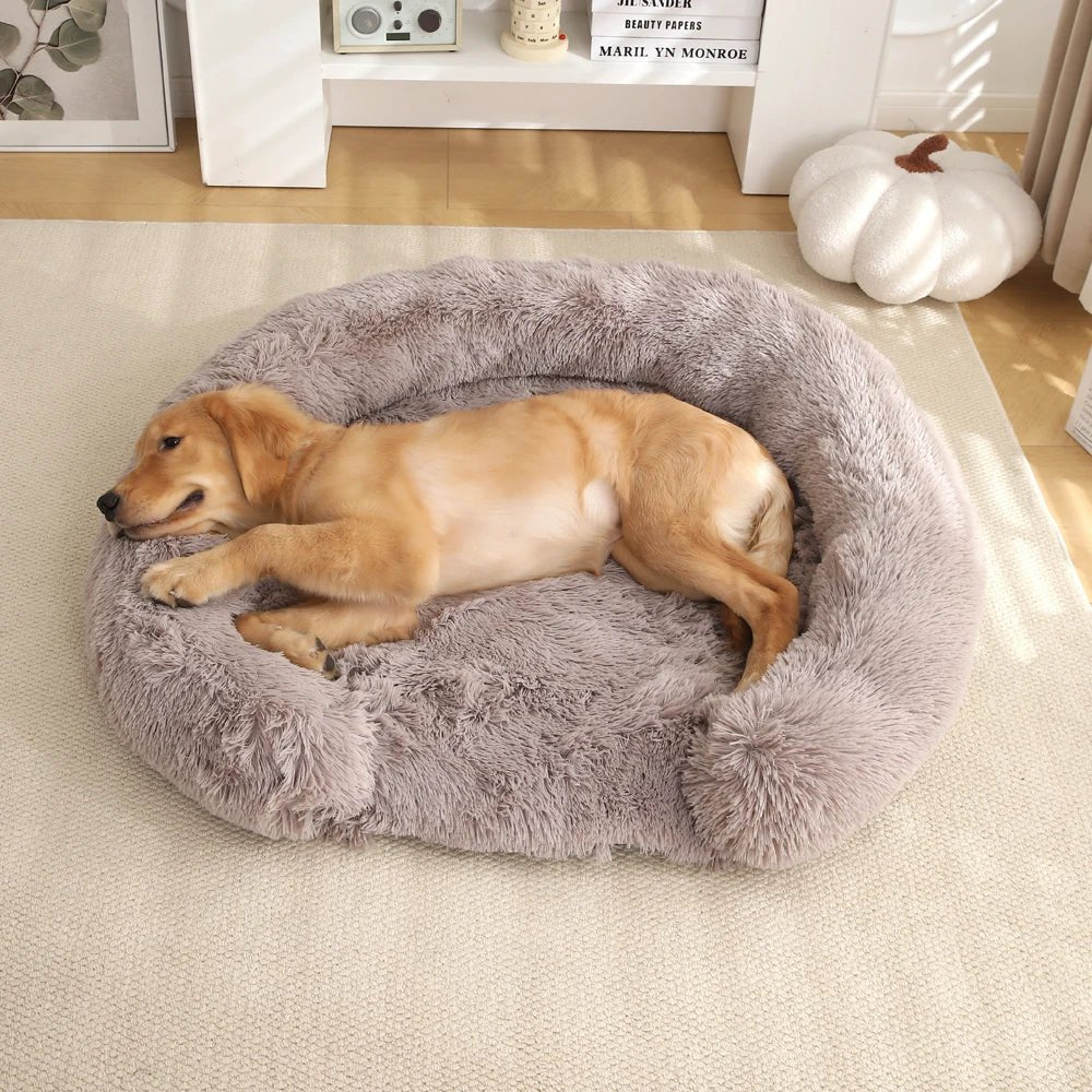 Semi-Open Round Plush Dog Bed — Washable Non-Slip Cover 6