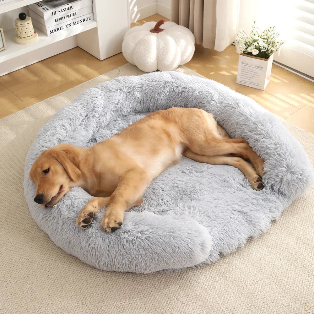 Semi-Open Round Plush Dog Bed — Washable Non-Slip Cover 7