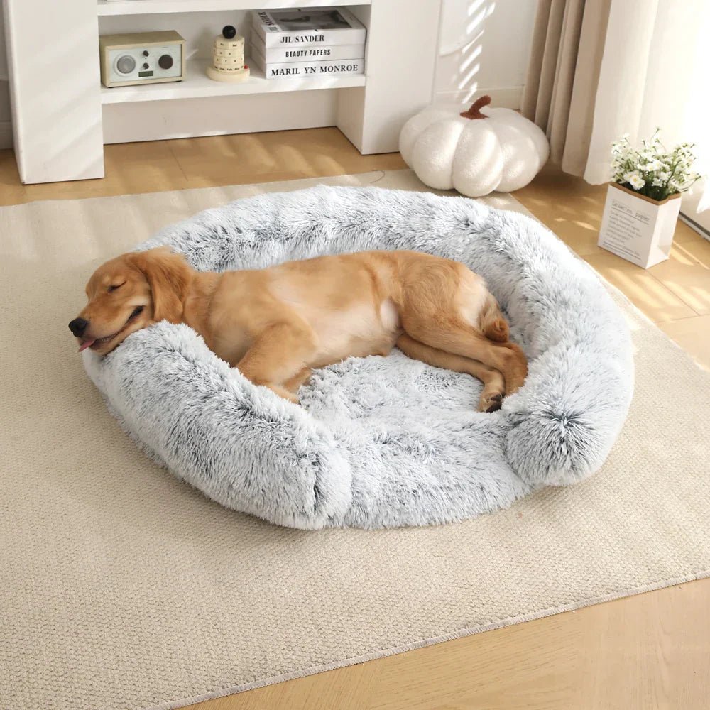 Semi-Open Round Plush Dog Bed — Washable Non-Slip Cover 8