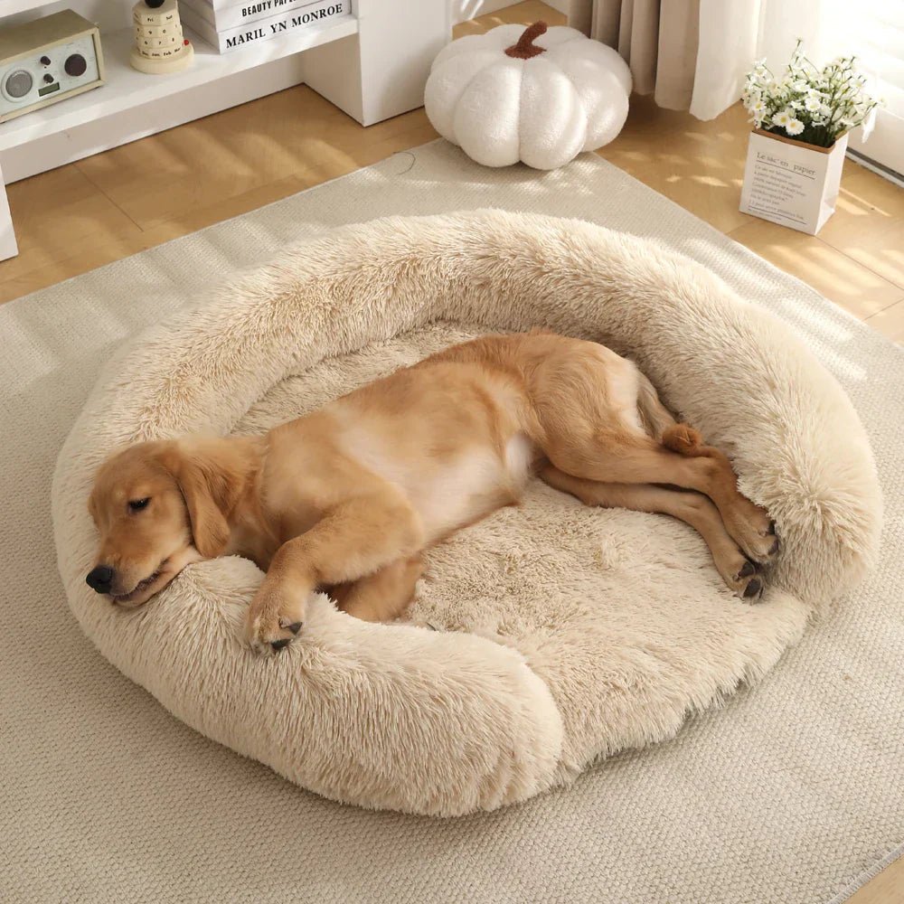 Semi-Open Round Plush Dog Bed — Washable Non-Slip Cover 9