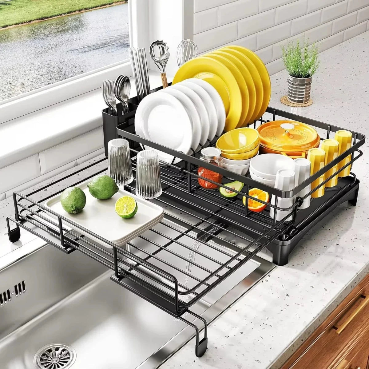 Large Dish Drying Rack with Integrated Drip Tray — Kitchen 5
