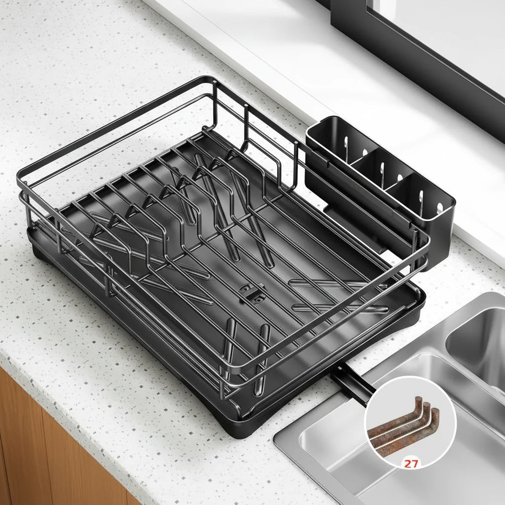 Large Dish Drying Rack with Integrated Drip Tray — Kitchen 7