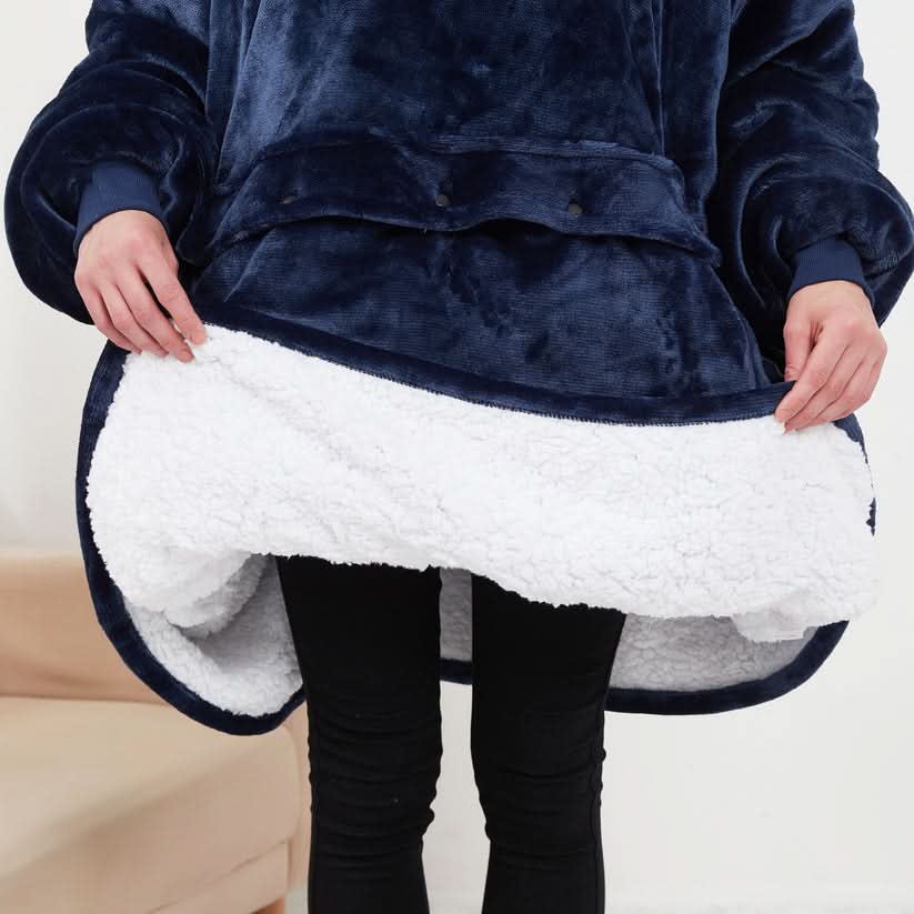 USB Heated Wearable Blanket Hoodie — One Size Flannel 4
