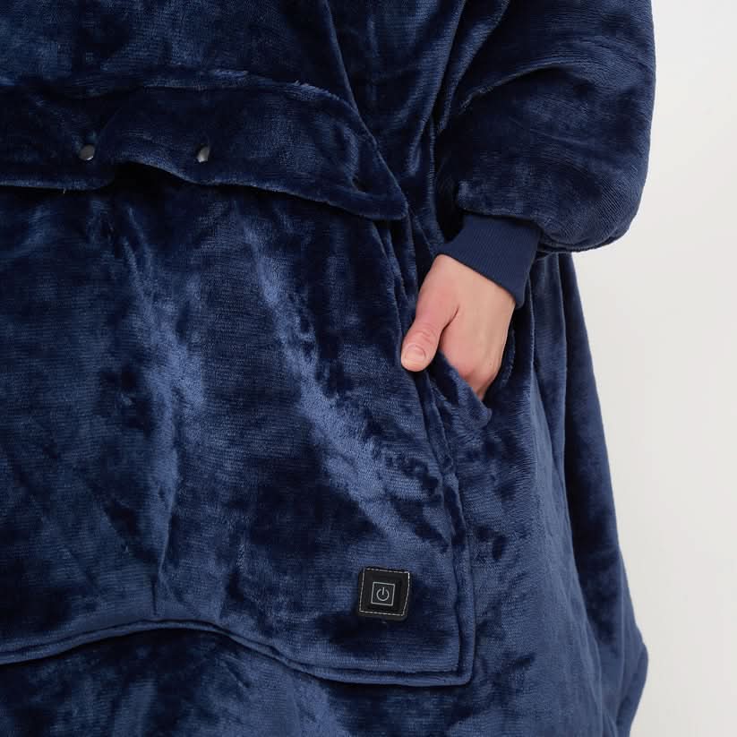 USB Heated Wearable Blanket Hoodie — One Size Flannel 5