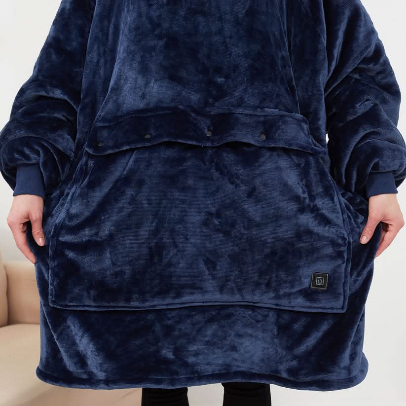 USB Heated Wearable Blanket Hoodie — One Size Flannel 6