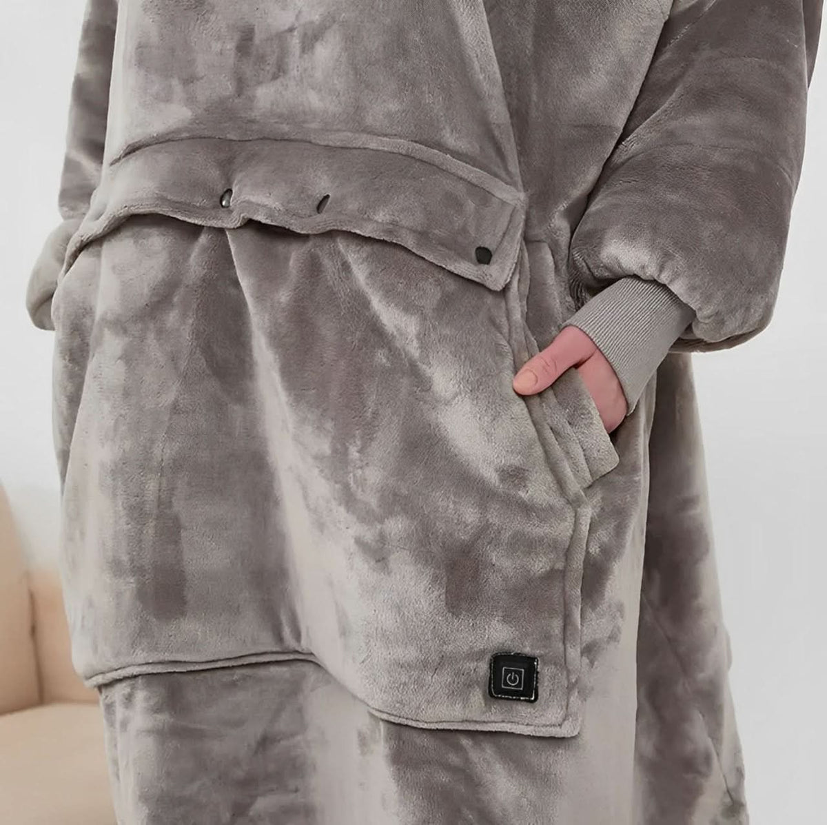 USB Heated Wearable Blanket Hoodie — One Size Flannel 9