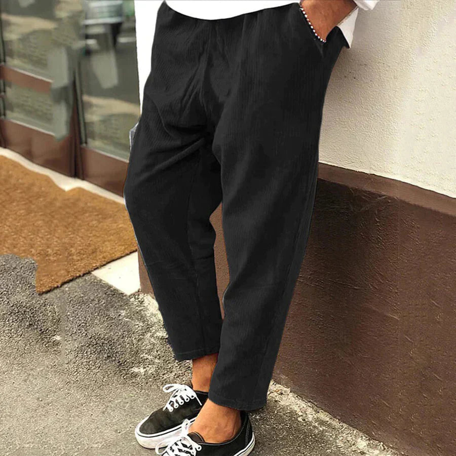 Men's Straight Leg Trousers — Elastic Waist Relaxed Fit 1