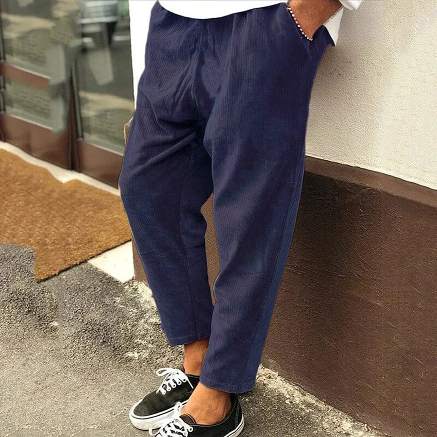 Men's Straight Leg Trousers — Elastic Waist Relaxed Fit 2
