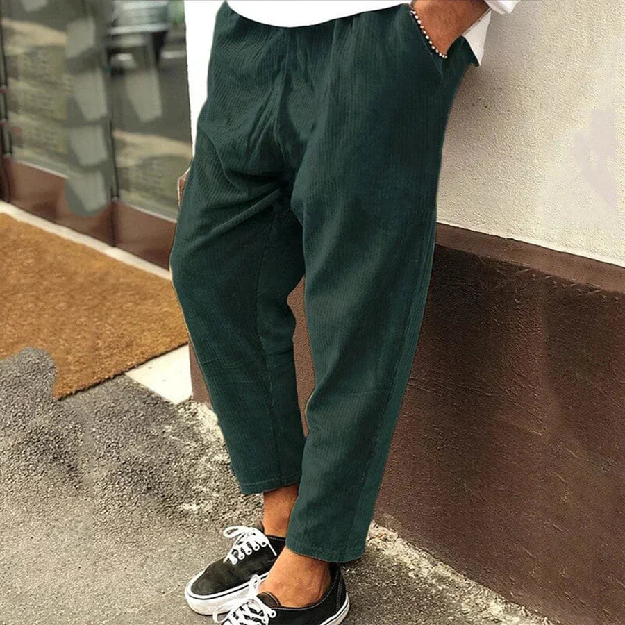 Men's Straight Leg Trousers — Elastic Waist Relaxed Fit 4