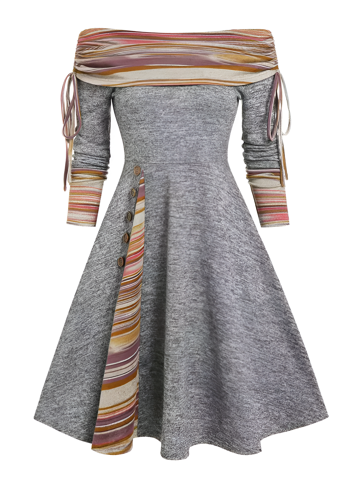 Women's Off-Shoulder Fitted Midi Dress — Bardot Style 11