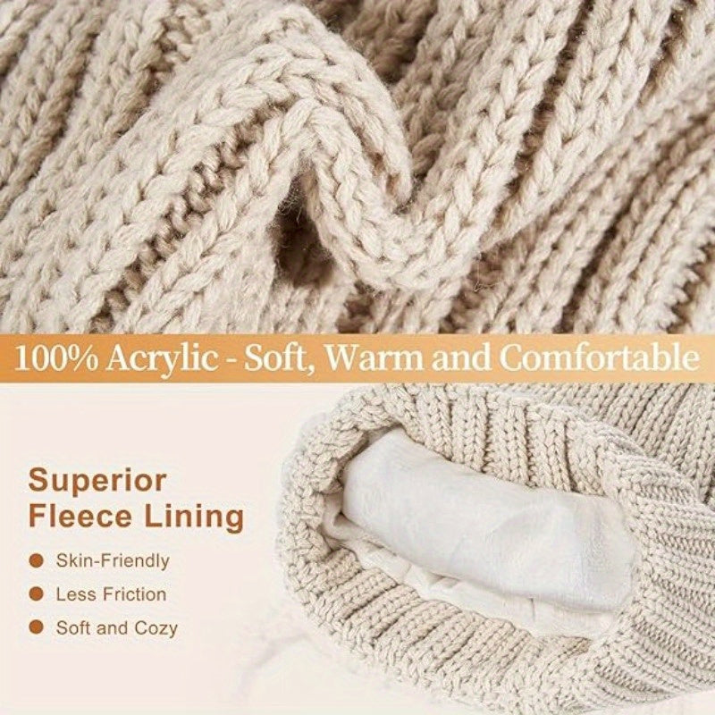 Women's Knit Hat Scarf and Gloves Set — Ribbed Winter Accessories 4