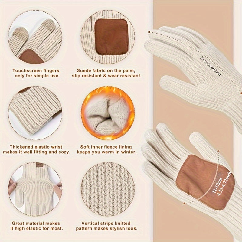 Women's Knit Hat Scarf and Gloves Set — Ribbed Winter Accessories 9