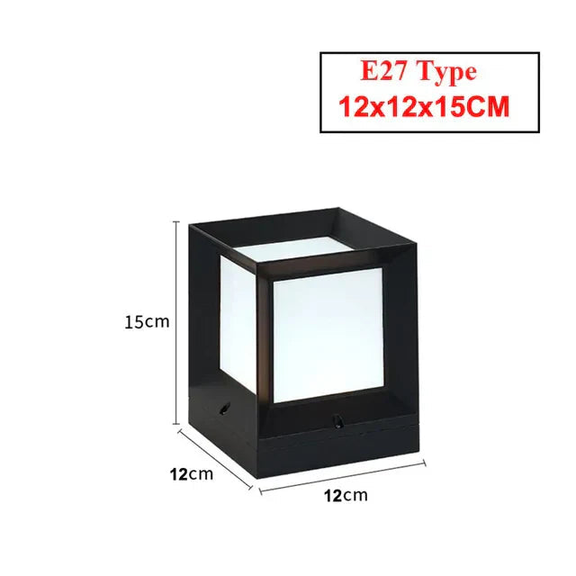 Modern Outdoor Pillar Light — Black Frame LED Gate Lamp 6