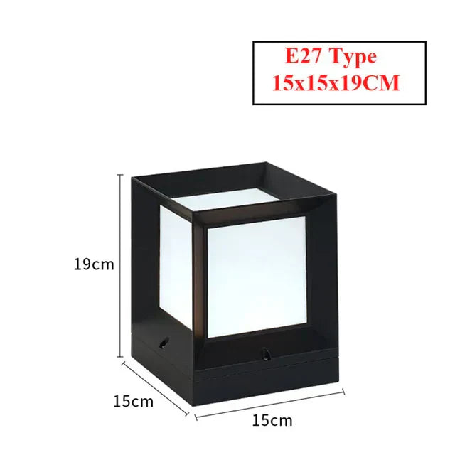Modern Outdoor Pillar Light — Black Frame LED Gate Lamp 7