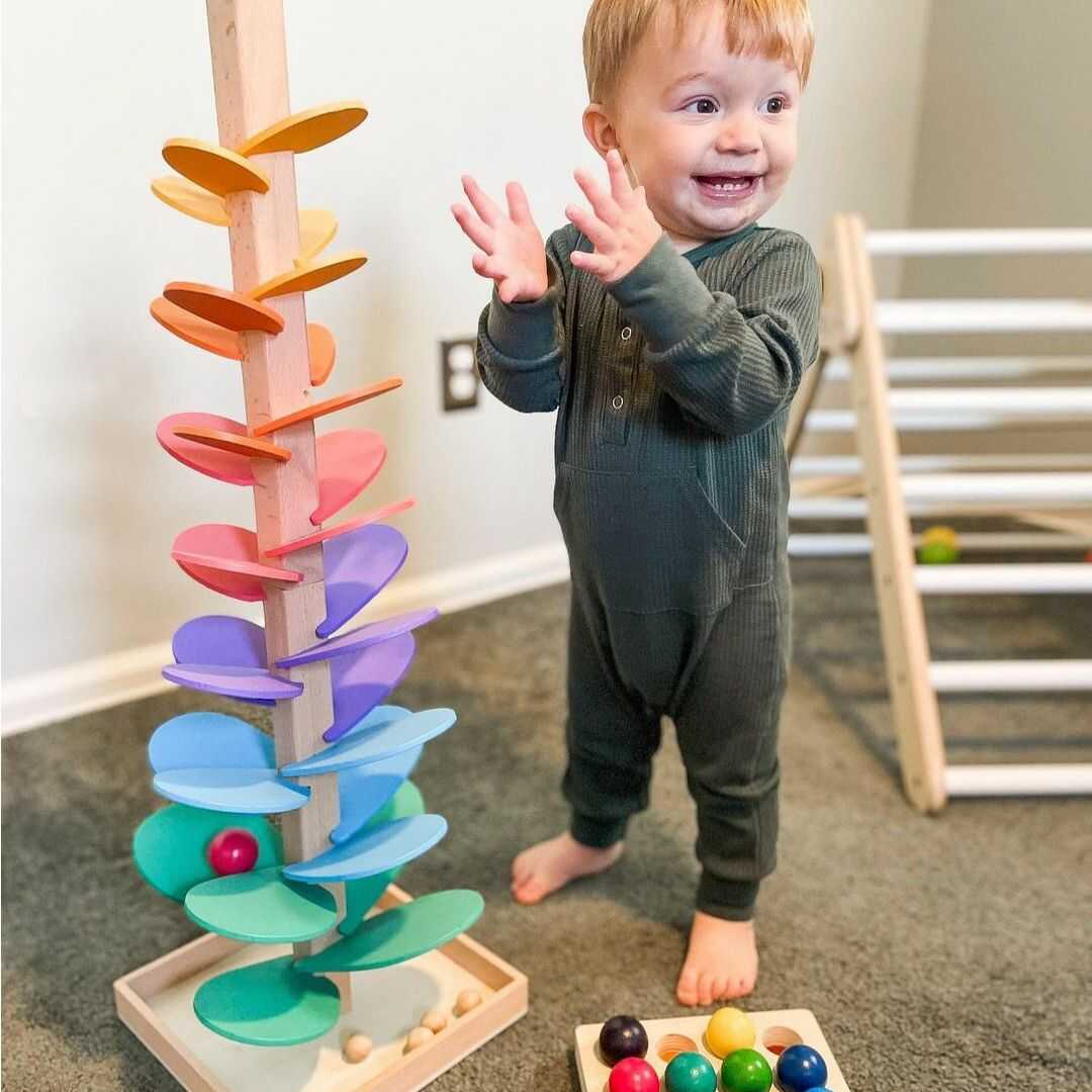 Wooden Rainbow Sound Tower — Educational Sensory Play Set 1